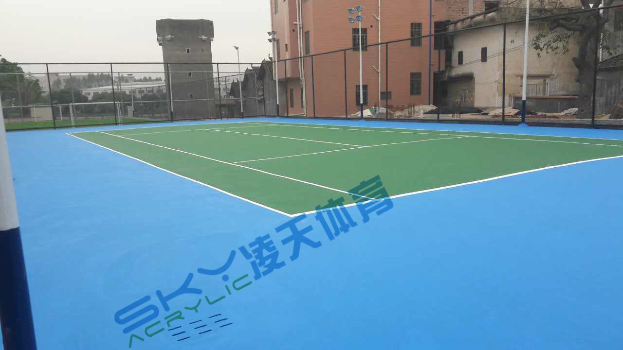 丙烯酸球场案例：广州市增城石迳村丙烯酸网球