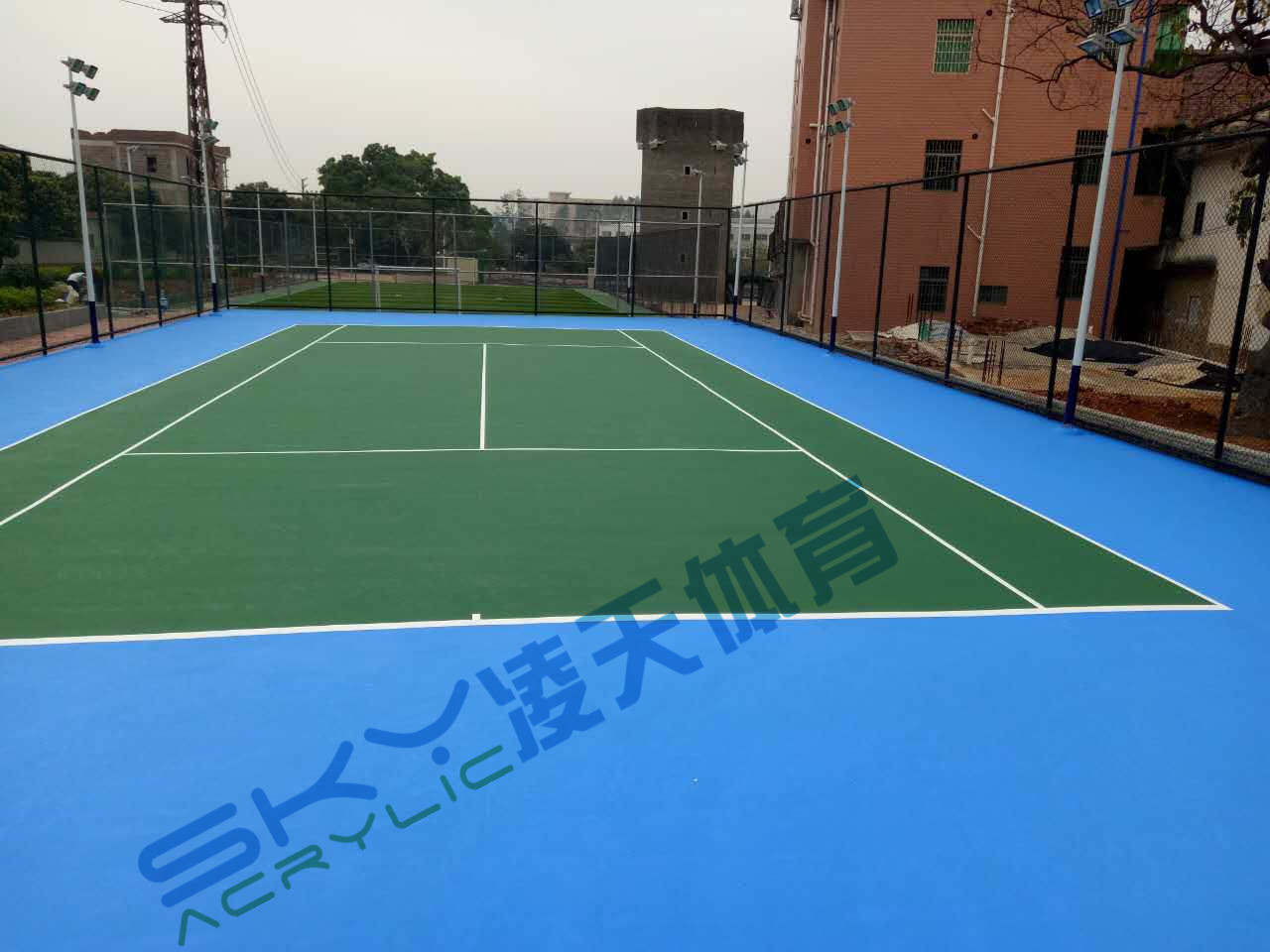 丙烯酸球场案例：广州市增城石迳村丙烯酸网球